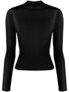 Courrèges Black High Neck Top In Black