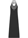 Courrèges Long Black Mesh Halter Neck Cover Up