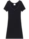 Courrèges Cotton Short Sleeves Mini Dress In Black