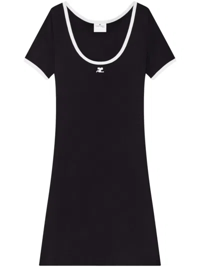 Courrèges Signature Contrast T-shirt In Blackheritage White
