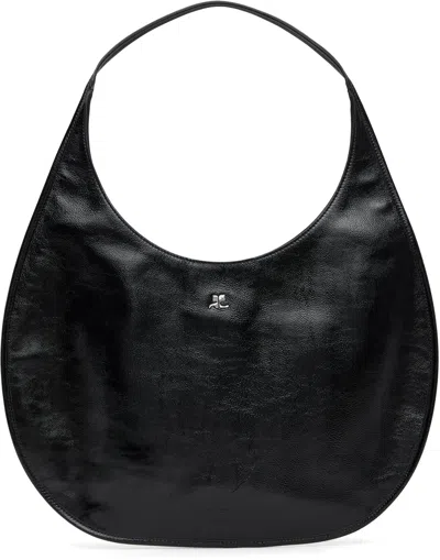 Courrèges Black Holy Naplack Leather Tote