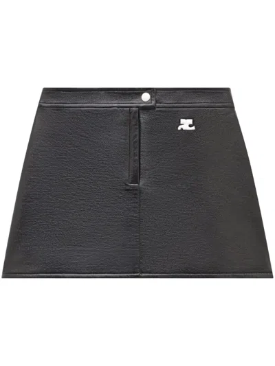 COURRÈGES BLACK ICONIC VINYL MINI SKIRT