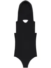 Courrèges Black Illusion Hooded Bodysuit In Black