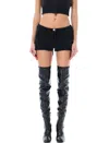 Courrèges Black Interlock Mini Shorts In Black