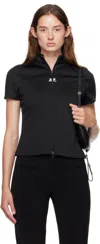 Courrèges Interlock Logo Zip-up Jersey Top In Black