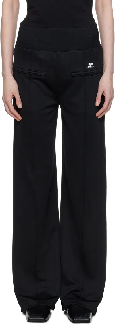 Courrèges Black Interlock Tracksuit Trousers In 9999 Black