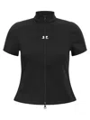 Courrèges Interlock Logo Zip-up Jersey Top In Black