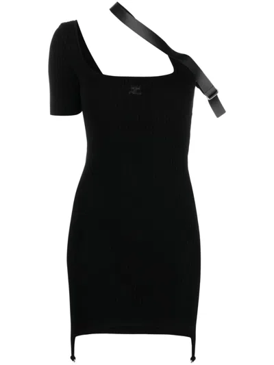 Courrèges Black Knit Dress With Biais Strap For Women
