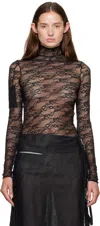 Courrèges Lace Mockneck Top In Black