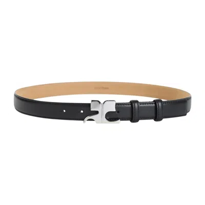 Courrèges Black Leather Ac Leather Belt In Grey