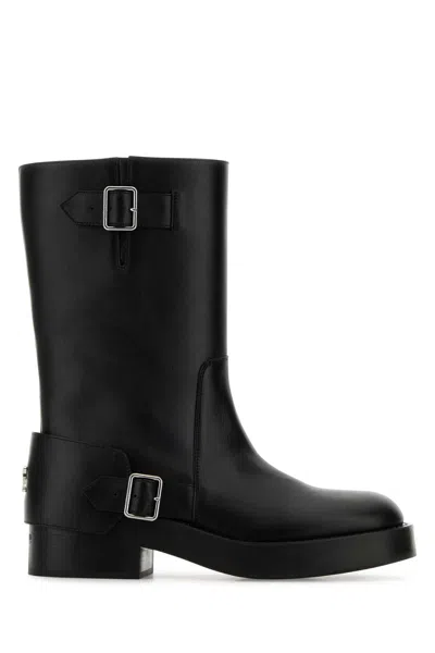 Courrèges Calf Leather Mid-calf Boots With Adjustable Buckles In Black