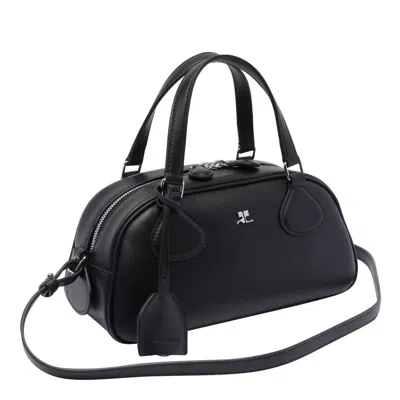 Courrèges Black Leather Bag With Zipper