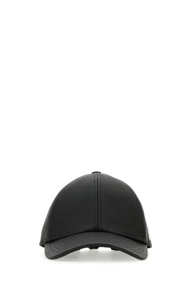 Courrèges Black Leather Baseball Cap