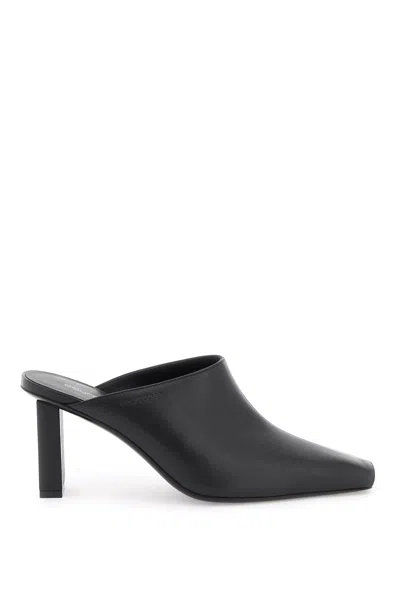 COURRÈGES BLACK LEATHER CUT-OUT FLAT SANDALS FOR WOMEN FROM SS24 COLLECTION