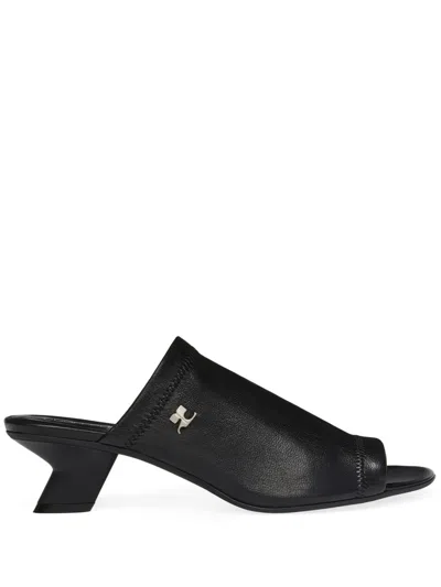 COURRÈGES BLACK LEATHER HEELS