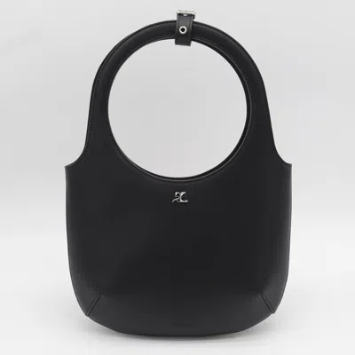 Courrèges Black Leather Holy Top Handle Bag