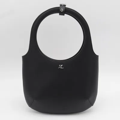 Courrèges Black Leather Holy Top Handle Bag
