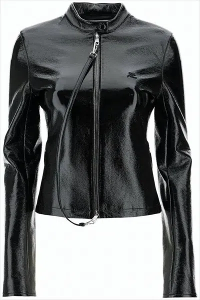 Courrèges Black Leather-like Jacket In Multi