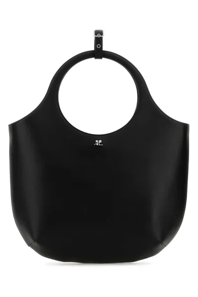 COURRÈGES COURREGÈS BLACK LEATHER MEDIUM HOLY HANDBAG