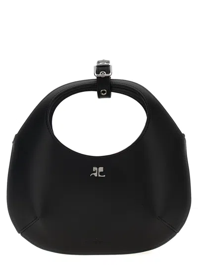 Courrèges Black Leather Mini Holy Handbag