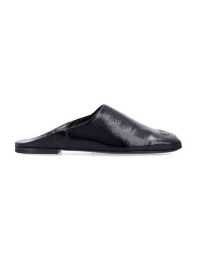 COURRÈGES BLACK LEATHER MULES