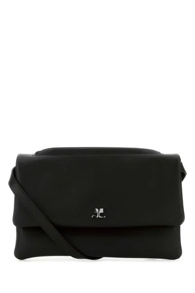 COURRÈGES BLACK LEATHER SHOULDER BAG