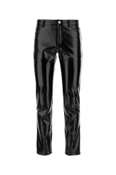 COURRÈGES BLACK LEATHER TEXTURED PANT