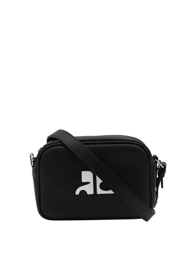 Courrèges Black Leather Top Handle Bag In Negro
