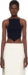 Courrèges Pointy Ribbed Knit Top In 9999 Black