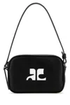 Courrèges Black Logo-appliqu Leather Shoulder Bag In Black