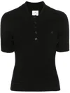 Courrèges Courreges Black Viscose Blend Polo Shirt Women In Black