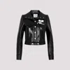 Courrèges Logo-print Faux-leather Cropped Jacket In Black