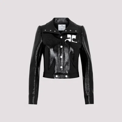 COURRÈGES BLACK LOGO PRINT JACKET