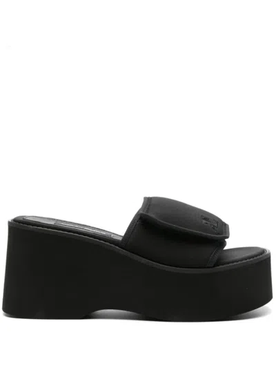 COURRÈGES BLACK SLIP ON WEDGES