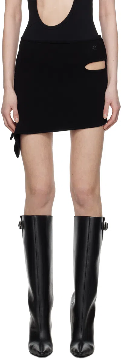 Courrèges Black Loop Knit Miniskirt In 9999 Black