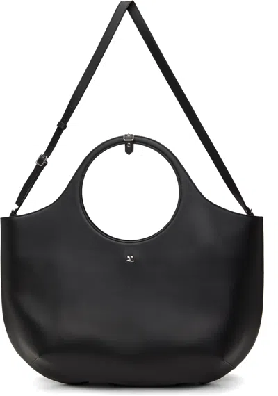 Courrèges Black Maxi Holy Leather Tote In 9999 Black