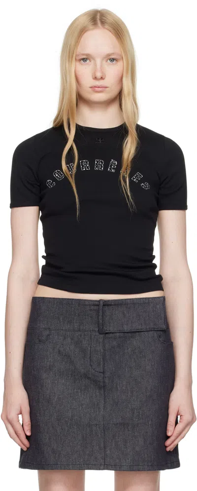 Courrèges Black Medusa Printed Contrast T-shirt