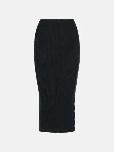 Courrèges Black Merino Wool Blend Skirt