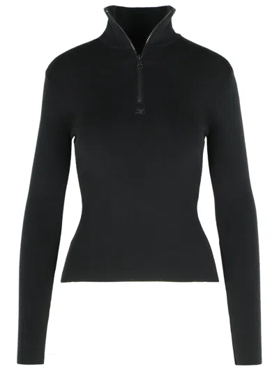 Courrèges Courreges Black Merino Wool Sweater Women