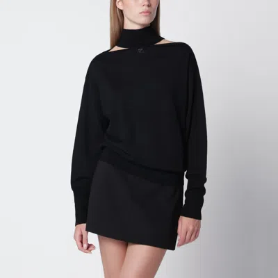 Courrèges Black Merino Wool Turtleneck Sweater