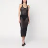Courrèges Holistic Sheer Cotton Midi Dress In Black