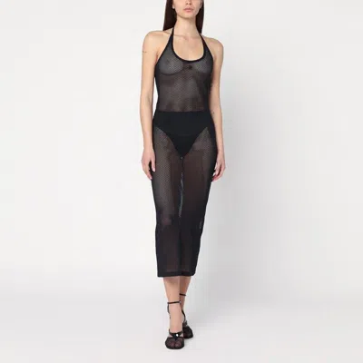 COURRÈGES COURREGÈS  BLACK MESH COTTON DRESS