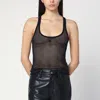Courrèges Lightweight Mesh Tank Top Crafted In Black