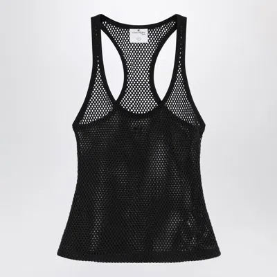 COURRÈGES BLACK MESH TANK TOP IN COTTON