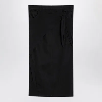 COURRÈGES COURREGÈS  BLACK MIDI SKIRT WITH DRAPING