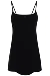 COURRÈGES BLACK MINI DRESS WITH EMBROIDERED LOGO AND ADJUSTABLE STRAPS FOR WOMEN