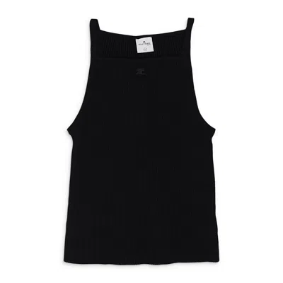 Courrèges Black Neckline Rib Knit Tank Top