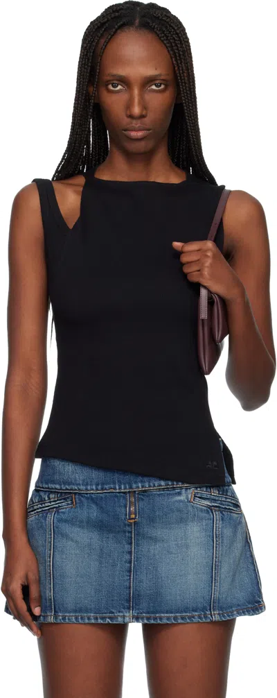 Courrèges Transverse Cotton 90s Top In Black