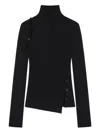 Courrèges Oblique Butonned Mockneck Sweater Clothing In Black