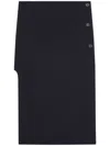 Courrèges Oblique Tailored Midi Skirt In Wool In Black